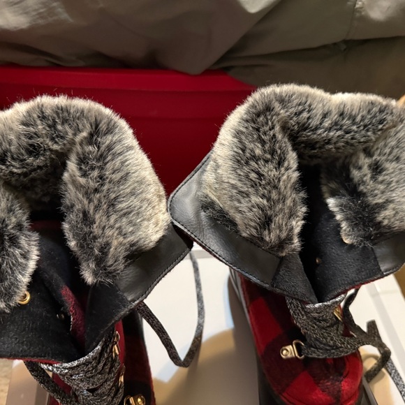 Cato Red and Black Plaid Ankle Boots - Picture 4 of 4